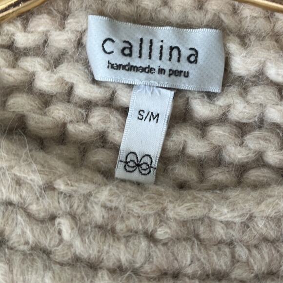 Callina Alpaca Wool Cable Knit Sweater Cream Color Size Small/Medium - Picture 10 of 12
